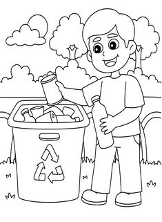 Recycling Coloring Pages, Coloring Pages For Preschool, Earth Day Coloring Pages, Art Kits For Kids, Bible Coloring Pages, Coloring Pages For Boys, Environment Day, World Environment Day, Preschool Printable