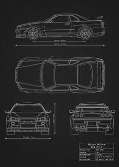 the blueprint drawing of a car