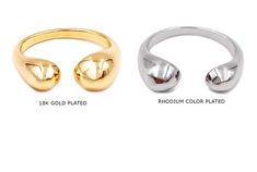 Quantity: 4 Pieces Per Pack Color: 18k Gold Plated E-Coated, Rhodium Color Plated E-Coated Size: 7mm x 20mm Material: Brass Description: Stackable Double Ball Open Ring - Contemporary Ring For Women *E = Electrophoresis Plating Open Ring Gold, Jewelry Making Rings, Making Rings, Contemporary Ring, Trendy Ring, Everyday Rings, Bead Store, Rings For Girls, Cute Rings