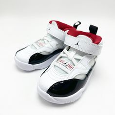 TODDLER AIR JORDAN JUMPMAN TWO TREY HOOK & LOOP SNEAKER COLOR : WHITE - BLACK -  RED SKU# DQ8433-106 SIZES 5 - 6 - 7 - 8 - 9 - 10 BRAND NEW IN THE ORIGINAL BOX We are working on shoes wholesale business for years and now moving on to online business, we sell only 100 % Authentic brand name shoes, in original boxes or your money back. DESCRIPTION Your tot is gonna ride high in these shoes created to honor MJ's time in Chicago. High-quality leather combines with solid foam soles, making a premium High-top Scratch-resistant Jordan Sports Shoes, Scratch-resistant High-top Jordan Sports Shoes, Scratch-resistant Synthetic Jordan Sports Shoes, White Scratch-resistant Jordan Shoes For Streetwear, Scratch-resistant Jordan Shoes For Streetwear, Scratch-resistant Jordan Lace-up Shoes For Streetwear, Sporty Jordan Shoes With Scratch-resistant Round Toe, Scratch-resistant Lace-up Jordan Shoes For Streetwear, Scratch-resistant Synthetic Lace-up Jordan Shoes