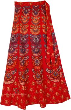 This long gypsy wrap around skirt makes you feel relaxed in its flowing cotton with a wrap around waist. The skirt goes around the waist and is tied on the side. #tlb #WrapAroundSkirt #XLPlus #Misses #Maxi Skirt #vacationclothing #beachwrap #Floral #Printed #WrapSkirt #HippieSkirt #EthnicPrint Cotton Hippie Wrap Skirt For The Beach, Hippie Cotton Wrap Skirt For Beach, Traditional Flowy Wrap Skirt For Festival, Hippie Style Red Maxi Skirt For Festivals, Red Long Skirt For Festival, Red Bohemian Maxi Skirt For Festival, Red Flowy Maxi Skirt For Festival, Flowy Red Maxi Skirt In Hippie Style, Hippie Red Maxi Skirt For Festivals