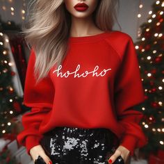 "Dive into the Festive Spirit with Our 'Ho Ho Ho' Sweatshirt - A Stylish and Merry Addition to Your Holiday Wardrobe!\" 🎅 **Elegant Holiday Expression Introducing our 'Ho Ho Ho' Sweatshirt, where the magic of the season meets sophisticated style. Adorned with a beautifully crafted cursive font, this sweatshirt is the epitome of festive charm, adding a touch of elegance to your holiday ensemble. ❄️ **Comfort in Every Thread Crafted from soft, high-quality fabric, our sweatshirt ensures warmth and comfort during chilly winter days. Whether you're decking the halls or cozying up by the fire, you'll do so in style and snug sophistication. 🌟 **Versatile Festive Fashion The 'Ho Ho Ho' design adds a playful yet refined touch to your holiday wardrobe. Pair this sweatshirt effortlessly with your Santa Sweater, Ho Ho Ho Christmas, Xmas Sweater, Holiday Wardrobe, Presents For Friends, Holiday Sweater, Ho Ho Ho, Winter Day, Sophisticated Style