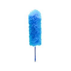 a blue feather duster on a white background