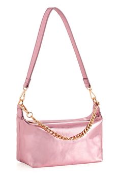 Make a statement this summer with Shiraleah's Maddie Shoulder Bag. Made from metallic PU, this shiny handbag is sure to turn heads. Add some versatility to your style by wearing with the detachable single shoulder strap or with the chic chain handle. Pair with other Shiraleah items to complete your look! Features a single shoulder strap, a chain handle, top zip closure, and 1 inner slip pocket Shiraleah is a trend-driven lifestyle brand focused on the little gifts that make life special! Made fr Trendy Hobo Bag With Adjustable Strap For Party, Metallic Rectangular Shoulder Bag With Chain Strap, Trendy Hobo Bag With Removable Pouch For Party, Chic Pink Hobo Bag For Evening, Glamorous Tote Shoulder Bag For Everyday Use, Chic Pink Evening Hobo Bag, Chic Metallic Shoulder Bag With Adjustable Strap, Chic Metallic Shoulder Bag With Gold-tone Hardware, Chic Metallic Bags For Everyday Use