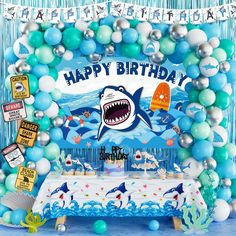 PRICES MAY VARY. 🦈 WONDERFUL SHARK BIRHTDAY – If the sharks are your kid’s favorite toy or animal, then this shark theme will be one of the best choices. These shark-themed details are vivid and they would be wowed by everyone at your party. The warning signs create a realistic scenario. Your little shark will enjoy this funny vibe. 🦈 SHARK BIRTHDAY DECORATIONS INCLUDES - 85 x 12’’ latex balloons | 25 x 5’’ latex balloons | 2 x blue fringe curtains | 9 x cutouts | 6 x warning sign | 1 x backdr Boys Shark Birthday Party, Second Birthday Shark Theme, 2nd Birthday Shark Theme, Birthday Shark Two Two Two, Shark Fifth Birthday, Shark Backdrop Birthday, Shark Themed Party, Ocean Birthday Party, Ocean Birthday