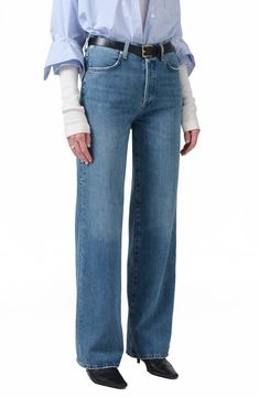 Citizens of Humanity Annina Organic Cotton Straight Leg Jeans | Nordstrom Classic Straight Leg Flare Jeans With Frayed Hem, Classic High Rise Denim Blue Flare Jeans, Classic High Rise Flare Jeans, Classic High Rise Flare Jeans In Rigid Denim, Rigid Denim Flare Jeans With Straight Hem, Classic High Rise Flare Jeans For Fall, Classic High-rise Flare Jeans For Fall, Classic Full Length Relaxed Fit Jeans, Everyday Fall Pants With Frayed Hem