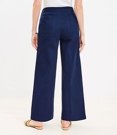 Loft Curvy Wide Leg Sailor Pants in Twill Size 16 Deep Space Blue Women's by Loft Size Regular - 16 Deep Space Blue Women's Curvy, Wide, Leg, Pants, 97%, Cotton, 3%, Spandex Loft Store, Petite Curvy, Sailor Pants, Deep Space, Curvy Outfits, White Summer, Clothing For Women, Summer Collection, Effortless Style