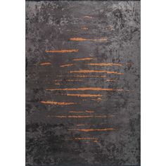 an area rug with orange and black paint on it, in the shape of a rectangle