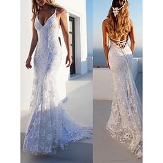 two pictures of the same woman in wedding dresses, one is wearing a dress with flowers on it