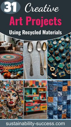 31 Creative Art Projects Using Recycled Materials: Eco-Friendly Creations For Artists Art Using Recycled Materials, Eco Friendly Art Projects, Recycling Projects For Kids, Trash To Treasure Ideas, Recycled Material Art, Ecofriendly Crafts, Creative Upcycling, Creative Art Projects, Tin Can Art