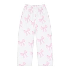 Coquette, pink bow pajama pants.   Very popular for young ladies Here to add style on luxurious comfort, these custom photo pajama pants are made with 100% brushed polyester that feels extra cozy to slip into. The soft and stretchy fabric makes it perfect for sleeping or lounging around home while your prints come to life in vivid detail and color for extra style points.  .: Material: 100% brushed polyester .: Light fabric (5.6 oz/yd² (190 g/m .: Elastic waistband .: Printed-in size and care label .: Seam thread color automatically matched to design (black or white) .: Assembled in the USA from globally sourced parts Coquette Thermal Heart Pajamas, Cheap Pink Bottoms For Bedtime, Cheap Pink Bottoms For Pajama Party, Coquette Pants, Coquette Pajamas, Webcore Aesthetic, Pink Pajama, Pink Pajamas, Coquette Pink