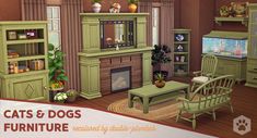 the cat's & dogs furniture is designed to look like an old - fashioned living room