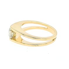 This tension set diamond ring is crafted in 18 Karat yellow gold. Featuring a round brilliant cut diamond of VS2 Clarity and S/T Color totaling 0.65 Carat. Finger size 6, Jae's Jewelers includes a complementary ring sizing on all rings that can be sized at check out. Modern Bypass Ring With Prong Setting For Anniversary, Modern Bypass Ring With Round Cut For Formal Occasions, Modern Bypass Ring With Prong Setting For Formal Occasions, Modern Bypass Ring With Prong Setting For Formal Events, Modern Bypass Ring For Formal Occasions, Classic Bypass Ring With Solitaire, Modern Bypass Ring With Brilliant Cut, Modern Gold Wedding Ring With Tension Setting, Modern 14k Gold Ring With Tension Setting