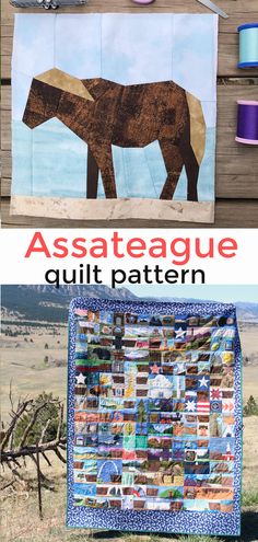 an image of a quilt with the words assateauge quilt pattern on it