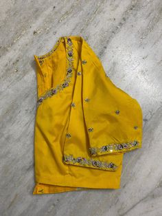 Hand embroidered ready made saree blouse / crop top/stitched saree blouse usa / yellow saree blouse/modern blouse/zardosi blouse/shirt sleeve saree blouse/cotton  silk blouse/ maggam work blouse      Well..!! we understand that you may not get in your desired size/pattern, here you go with customization according to your size/pattern which we can deliver in 1-2 weeks of time period !!      Here is a beautiful Hand embroidered zardosi work crop top / blouse in yellow color that has curved neck wi Mustard Yellow Blouse Designs, Yellow Blouse Design, Saree Blouse Modern, Yellow Saree Blouse, Yellow Blouse Designs, Zardosi Blouse, Embroidery Blouse Saree, Hand Embroidery Blouse, Ready Made Blouse