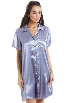 This Gorgeous Modern Style Satin Nightshirt Has A Buttoned Front, Collar and Small Front Pocket And Is Made From Soft  Smooth Satin Silk Which Feel against the Skin. Shipped From A Small UK Business Made From 100% Smooth Satin Polyester Satin Nightwear, Occasion Dresses Wedding, Night Shirt, Petite Dresses, Quick Delivery, Skirts For Sale, Satin Dresses, Silk Satin, Night Dress