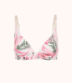 The Deep V No-Wire Lush Life Print Vacation Bra With Removable Pads, Summer Nursing Bra With Removable Pads, Triangle Top, Summer Triangle Top Nursing Bra With Built-in Support, Summer Triangle Top Nursing Bra With Built-in Bra, Summer Triangle Top Nursing Bra With Removable Pads, Trendy Summer Bra With Padded Cups, Trendy Padded Bra For Summer, Summer Triangle Top Nursing Bra, Trendy Padded Summer Bra