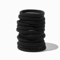 Match your hair ties to your hair color! The pack includes 12 rolled hair ties in a black shade.Pack Size: 12Material: Nylon - Claire's Black Rolled Hair Ties - 12 Pack Volleyball Wishlist, Black Hair Supplies, Claire Hair Accessories, 13 Birthday Gifts, Rolled Hair, Cute Hair Ties Ribbons, Hair Tye, Cheap Adjustable Black Hair Accessories, Period Bag