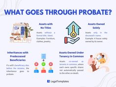 what goes through probate? infographical poster with images and text on it