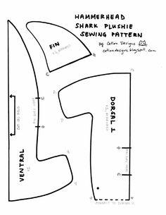 a drawing of the hammerhead shape for a sewing pattern, with instructions to make it