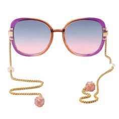 Loom&Pearl Armless Chain Temple Sunglasses Pull Me Close Shades + Gold Chains And Hold Me Down Charms Shades With Non-Slip Holds On Ears Party Glasses Chains With Gold Chain, Trendy Pink Jewelry With Chain Strap, Pink Chain Jewelry For Summer, Summer Pink Chain Jewelry, Multicolor Adjustable Glasses Chain For Party, Multicolor Adjustable Party Glasses Chains, Elegant Multicolor Adjustable Glasses Chain, Elegant Pink Glasses Chain As Gift, Trendy Pink Pearl Chain Jewelry