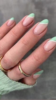 Mint Nails, Minimal Nails, Cute Gel Nails, Pretty Acrylic Nails, Green Nails