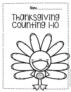 a thanksgiving coloring page with a turkey on it and the words, happy thanksgiving counting 1 - 10