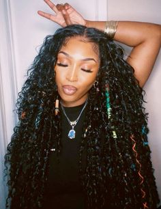 Mermaid Wig With Locs, Curly Hair With Locs, Boho Braid Half Up Half Down, Boho Dreads Black Women, Wig With Locs, Boho Locs Hairstyles, Miami Hairstyles