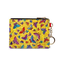 Flutterbyes Keychain Wallet - Laurel Burch Studios Multicolor Rfid Blocking Card Holder For Everyday, Multicolor Rectangular Card Holder With Card Slots, Multicolor Rectangular Card Holder With Slots, Yellow Travel Coin Purse With Card Slots, Multicolor Rectangular Coin Purse With Interior Key Chain Holder, Multicolor Coin Purse With Card Slots For Travel, Multicolor Travel Coin Purse With Card Slots, Multicolor Rectangular Coin Purse With Key Chain Holder, Multicolor Wallets With Cell Phone Pocket For Gift