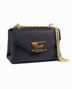 CROSSBODY/SHOULDER BAG WITH GOLDEN BRANDED ACCESSORIES INCLUDING CHAIN STRAP.STYLE # HBNM32200038 Branded Accessories, Black Crossbody, Mini Crossbody Bag, Nicole Miller, Mini Crossbody, Shoulder Purse, Black Mini, Crossbody Shoulder Bag, Chain Strap