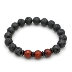 Koa Wood and Lava Beads Bracelet Enhance your style with these exquisite and powerful Lava bead bracelets, featuring genuine Hawaiian Koa Wood beads. The stunning Pahoehoe lava has been carefully shaped into round beads in 6 mm, 8 mm and 10 mm sizes, perfectly complemented by the tropical Acacia tree's Koa wood beads. These beads are strung together on a strong elastic cord and separated by small coconut shell discs, creating a unique and versatile piece that can fit many different sizes and sty Body Oil Spray, Apple Watch バンド, Stainless Steel Bracelet Men, Lava Bead Bracelet, Large Beads, Koa Wood, Lava Beads, Stationery Shop, Lava Bead