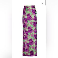 Andrea Iymana Wrap Around Skirt One Size Fits All New With Tags Elegant Purple Maxi Skirt For Summer, Purple Lined Skirt For Evening, Long Purple Skirt With Floral Print, Purple Long Skirt With Floral Print, Purple Summer Evening Bottoms, Wrap Maxi Skirt, Wrap Around Skirt, Wrap Around, Wrap Skirt