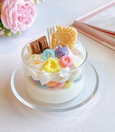 a small bowl filled with cereal on top of a table