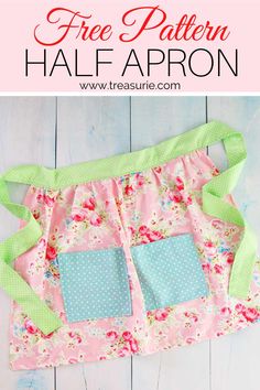 the free pattern for this half apron is easy to sew