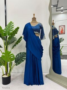 Chinon Saree, Party Saree, Sequence Embroidery, Fancy Sarees Party Wear, Party Sarees, Drape Saree, Ready To Wear Saree, Ruffles Fashion