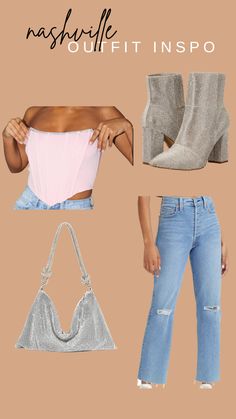 Jean And Leather Outfit, Nashville Outfit Ideas Summer, Nashville Outfits May, Nashvegas Outfit, Nashville Outfits Summer Night Going Out, Cute Cowgirl Outfits Concert, Nashville Inspo Outfits, Weekend In Nashville Outfits, 21 Birthday Nashville