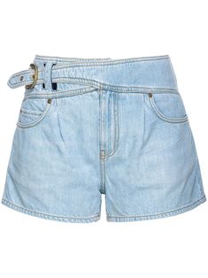 light blue cotton denim light wash logo patch to the rear embroidered logo to the rear rivet detailing mid-rise side buckle fastening classic five pockets Embroidered Denim Shorts, Low Rise Shorts, Light Jeans, City Dress, Tumblr Fashion, Bleach Wash, Embroidered Denim, Jeans Light