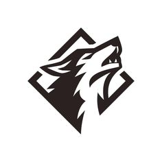 the wolf logo is shown in black and white