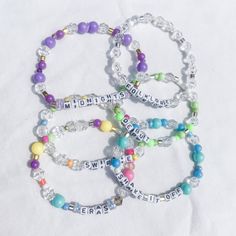 Customized Multicolor Jewelry For Everyday, White Kpop Bracelets For Gifts, Kpop Style White Jewelry For Friendship, White Kpop Style Bracelets As Gift, Personalized Purple Bracelet For Everyday, Personalized Purple Bracelets For Everyday, Multicolor Kpop Jewelry For Friendship, Multicolor Kpop Style Jewelry Gift, Kpop Style Multicolor Jewelry Gift