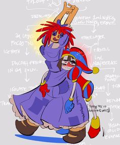 a drawing of two people dressed as clowns