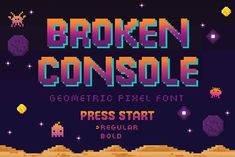 Broken Console is a bitmap font design published by Ahmad Ramzi Fahruddin. Binder Inspiration, Video Game Font, Title Screen, Game Arcade, Game Font, Pixel Font, All Caps Font, Unicorn Christmas, New Retro Wave