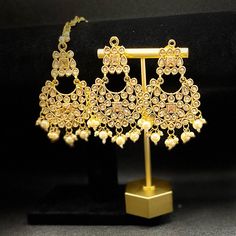 **Brand New** Gold/Pearl Earring And Tikka Set - Light Weight - Easy To Wear- Matches Everything!!! Luxury 22k Gold Bollywood Danglers, Luxury Tilla Chandbalis For Eid, Ear Rings Gold Indian Bridal, One Gram Gold Jewellery With Price Online Shopping, Gold Pearl Earrings, Pearl Earring, Gold Pearl, Pearl Earrings, Jewelry Earrings