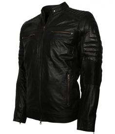 Biker Men's Black Motorcycle Leather Jacket on Sale at US Leather Mart. Buy now!! Urban Leather Jacket For Urban Adventures, Biker Leather Jacket With Zipper For Outdoor, Leather Biker Jacket With Pockets For Motorcycling, Outdoor Biker Leather Jacket For Fall, Leather Biker Jacket With Pockets, Leather Jacket With Zipper Closure For Urban Adventures, Leather Motorcycling Jacket With Pockets, Leather Motorcycle Jacket With Pockets, Leather Biker Jacket With Ykk Zipper