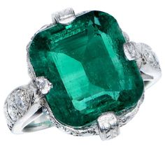 Exquisite Green Emerald Platinum Ring, Green Emerald Ring With Diamond Accents In Platinum, Platinum Emerald Ring With Diamond Accents, Exquisite Platinum Emerald Ring With Prong Setting, Exquisite Emerald Cut Platinum Emerald Ring, Octagon Emerald Ring In Platinum, Fine Jewelry, Octagon Emerald Ring In Platinum, Asscher Cut Emerald Ring In Platinum, Classic Platinum Emerald Ring