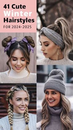 Winter Headbands Hairstyles, Hairstyles For Cold Weather, Updos For Kids, Hair Lengths Long, School Updos, Cute Winter Hairstyles, Winter Hairstyle Ideas, Easy Winter Hairstyles