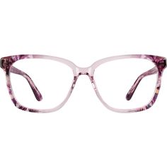 Look great at a garden party in these floral square glasses. The translucent hand-polished acetate eyeglasses features a colorful eyeglasses front with floral details on the outside corners and temple arms. For a feminine touch the temple arms are adorned with a gold metal heart detail. The look is fitted with spring hinges for added comfort and has a glossy finish. This style is an ideal candidate for both glasses and sunglasses (try fashion-tinted lenses!). It comes in the following colors: beige pink and blue. | Zenni Women's Square Prescription Eyeglasses Purple Floral Plastic Colorful Frames, Rim Design, Zenni Optical, Square Eyeglasses, Oval Face Shapes, Oval Face, Floral Squares, Rocker Chic, Square Glasses