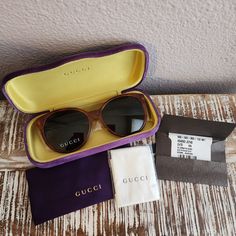 Nwt Gucci Sunglasses. Round, Oversized Shape. Size 57-17-140. Classic Brown Gucci Sunglasses, Vintage Gucci Sunglasses With Tinted Lenses, Vintage Gucci Sunglasses With Gradient Lenses, Vintage Gucci Tinted Sunglasses, Designer Brown Sunglasses With Uv Protection, Designer Brown Gucci Sunglasses, Gucci Accessories, Gucci Sunglasses, Sunglasses Accessories