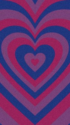 an image of a heart pattern in purple and pink colors on a blue background with red stripes