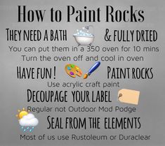 a poster with instructions on how to paint rocks and other things that are in it