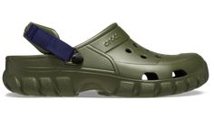 Off-road or around town, this clog is ready for adventure. It has all of the comfort you expect from Crocs with its Croslite™ foam construction. You also get an adjustable heel strap so you can have a more secure fit, as well as a more aggressive and rugged outsole pattern.  Offroad Sport Clog Details:    Croslite™ foam construction makes it light and comfortable  Adjustable turbo strap lets you dial in the right fit  Rugged lug outsole pattern  Iconic Crocs Comfort™: Lightweight. Flexible. 360- Unisex Shoes, Clogs Shoes, Pattern Free, Strap Heels, Off Road, 360 Degree, Army Green, Clogs, Road